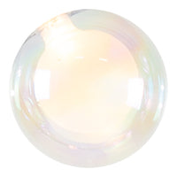 Iridescent bubble with a glossy finish, displaying soft pastel hues and shimmering reflections. Perfect for decor.