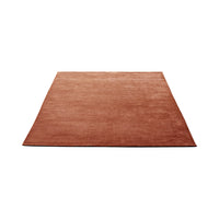 Solid rust orange area rug with a plush texture, perfect for warm, contemporary decor.