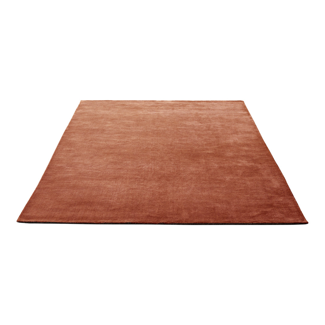 Rust-colored area rug with a smooth, solid surface, perfect for adding warmth to any room.