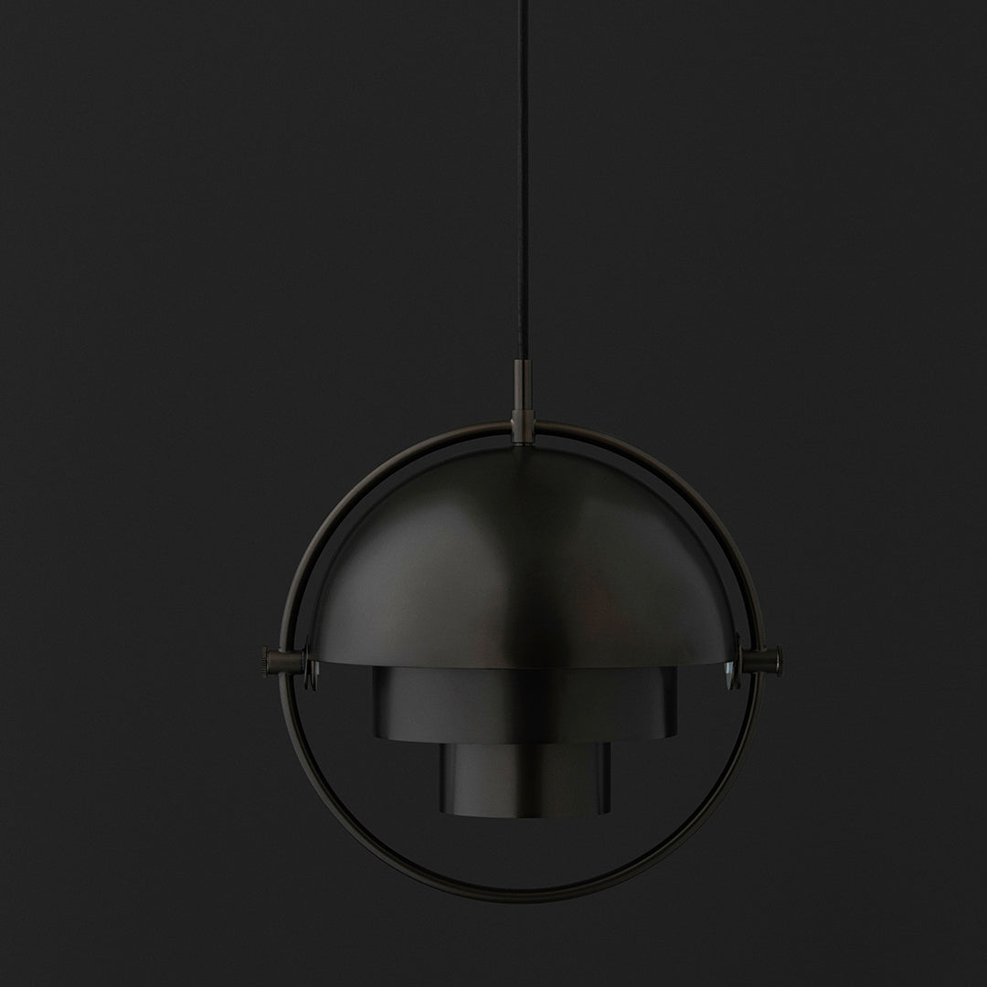 Sleek black pendant light with a modern dome shape and minimalist ring design. Ideal for contemporary decor.