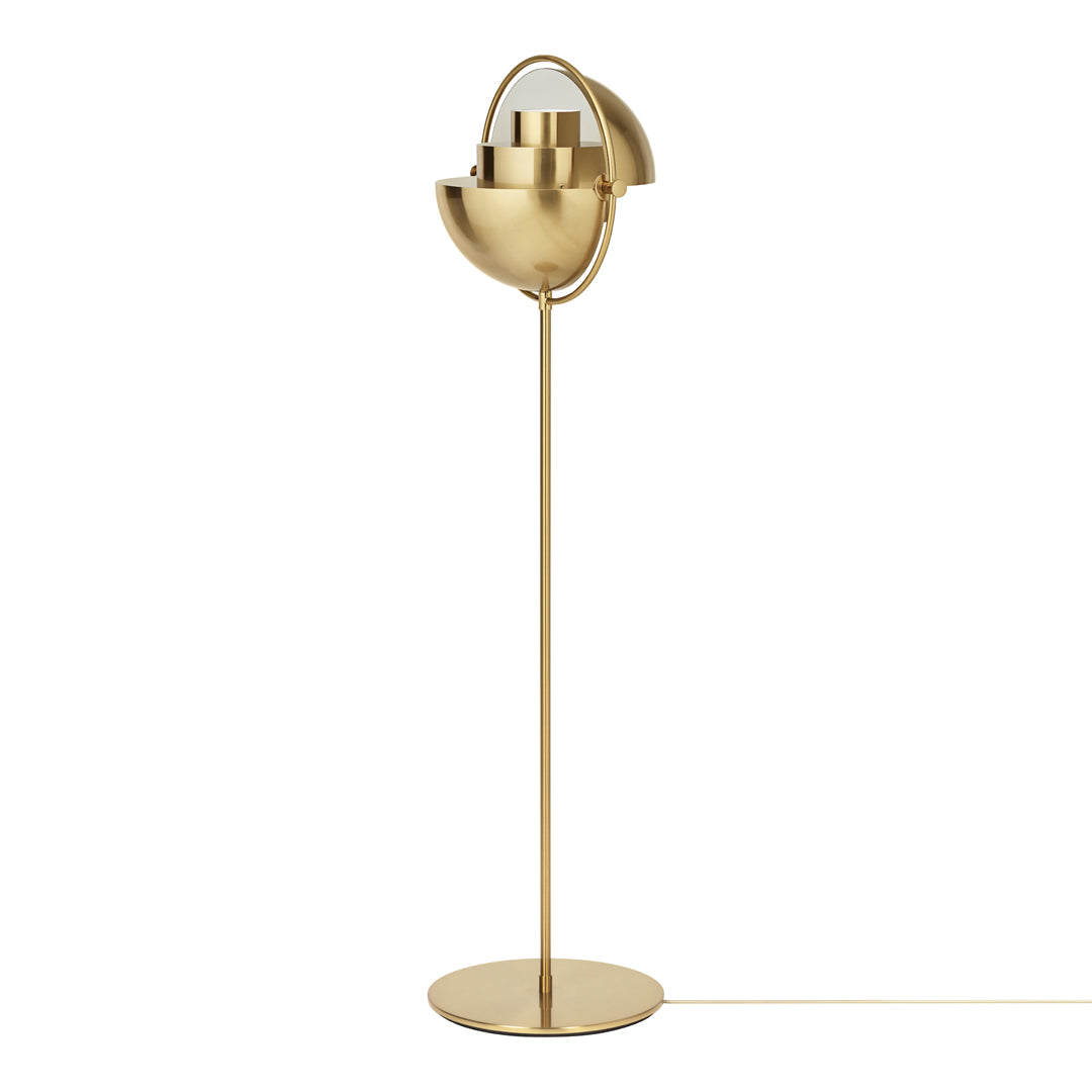 Gold modern floor lamp with a sleek, minimalist design and smooth metallic finish. Perfect for stylish lighting.