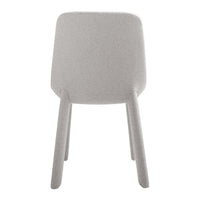 Gray chair with a smooth, textured finish and rounded edges, featuring a minimalist design suitable for modern decor.