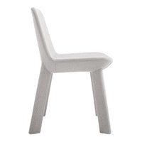 Modern white upholstered chair with a sleek, minimalist design and textured fabric. Perfect for contemporary decor.