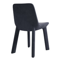 Stylish black upholstered chair with a smooth, minimalist design and sleek lines, ideal for modern decor.