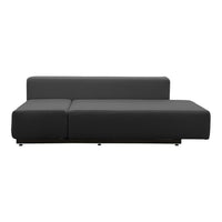 Modern dark gray sectional sofa with sleek lines and a minimalistic design. Perfect for contemporary living spaces.