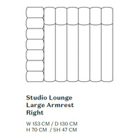 "Modern lounge armrest in solid colors, featuring sleek lines and a geometric design."