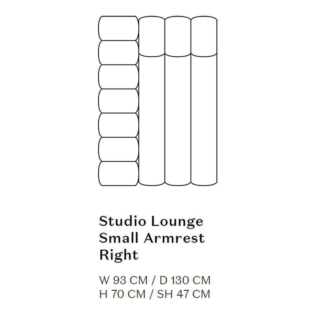 Minimalist outline of a right-facing small armrest lounge sofa, featuring soft curves and neutral color palette.
