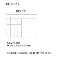 "Modern furniture setup featuring a sleek, minimalist design in neutral tones with subtle, elegant patterns."