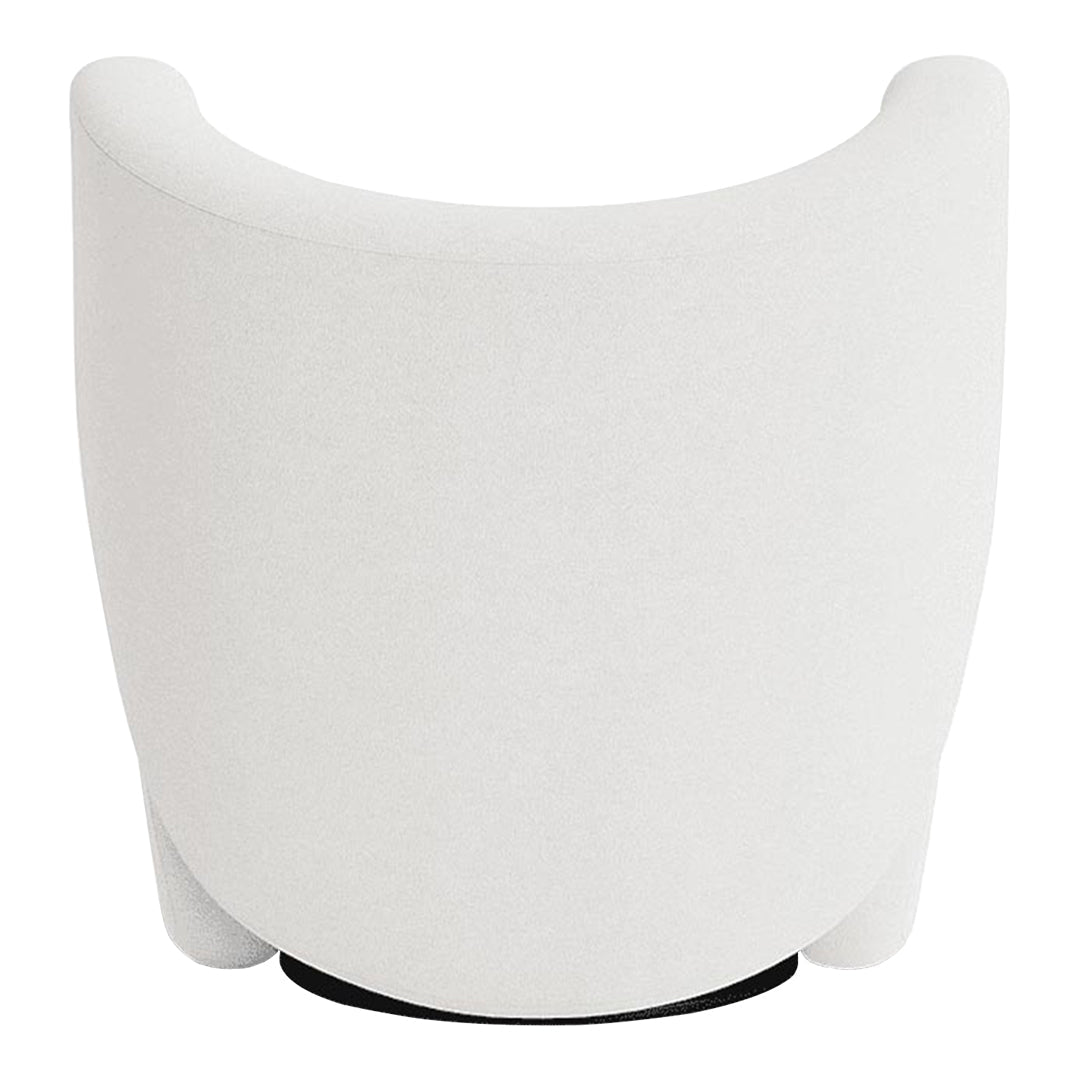 Curved white chair with a smooth, textured finish and a minimalist design, perfect for modern interiors.