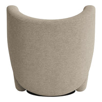 Beige curved chair with a smooth, minimalist design and subtle texture, perfect for modern decor.