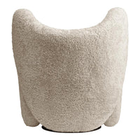 Cream-colored chair with a soft, textured, fluffy pattern, featuring rounded edges for a cozy aesthetic.