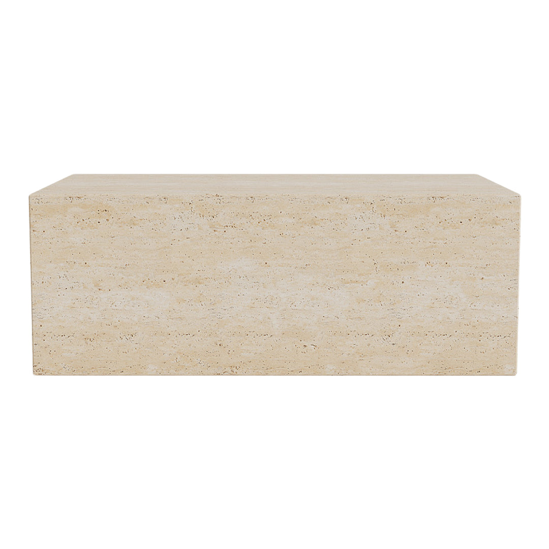 Beige rectangular block with a smooth texture and subtle natural stone pattern. Perfect for minimalist decor.