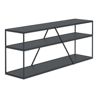 Stylish black metal shelf with three open tiers and geometric design for modern decor. Perfect for minimalistic spaces.