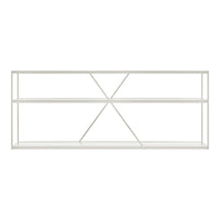 White metal shelving unit with a minimalist design and geometric pattern. Simple and modern aesthetic for any room.