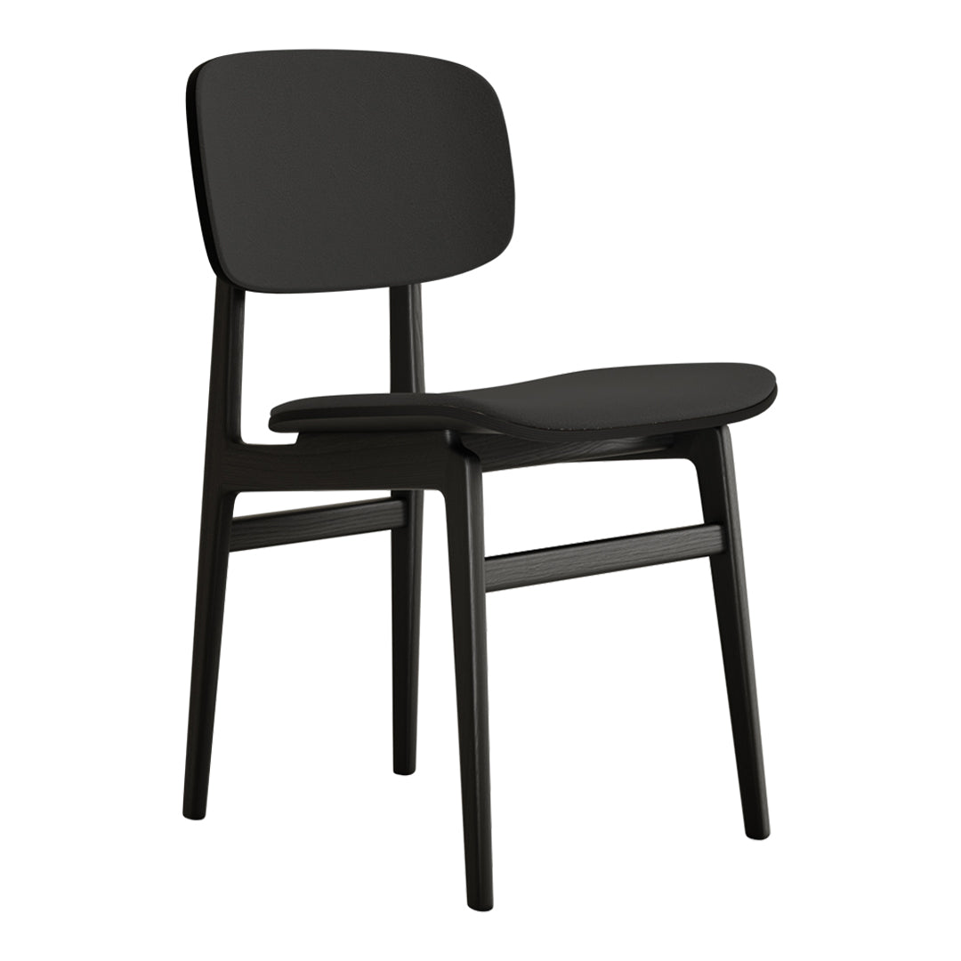 Black minimalist chair with a smooth finish and simple, modern design. Perfect for contemporary spaces.