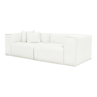 White textured sofa with plush cushions, offering a clean and modern aesthetic for any living space.