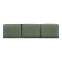 Green upholstered modular sofa with a textured fabric design, featuring clean lines and contemporary style.