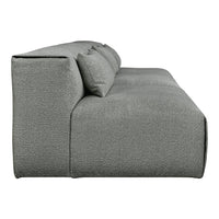 Gray upholstered sofa with a subtle textured pattern, featuring matching cushions for a cohesive look.