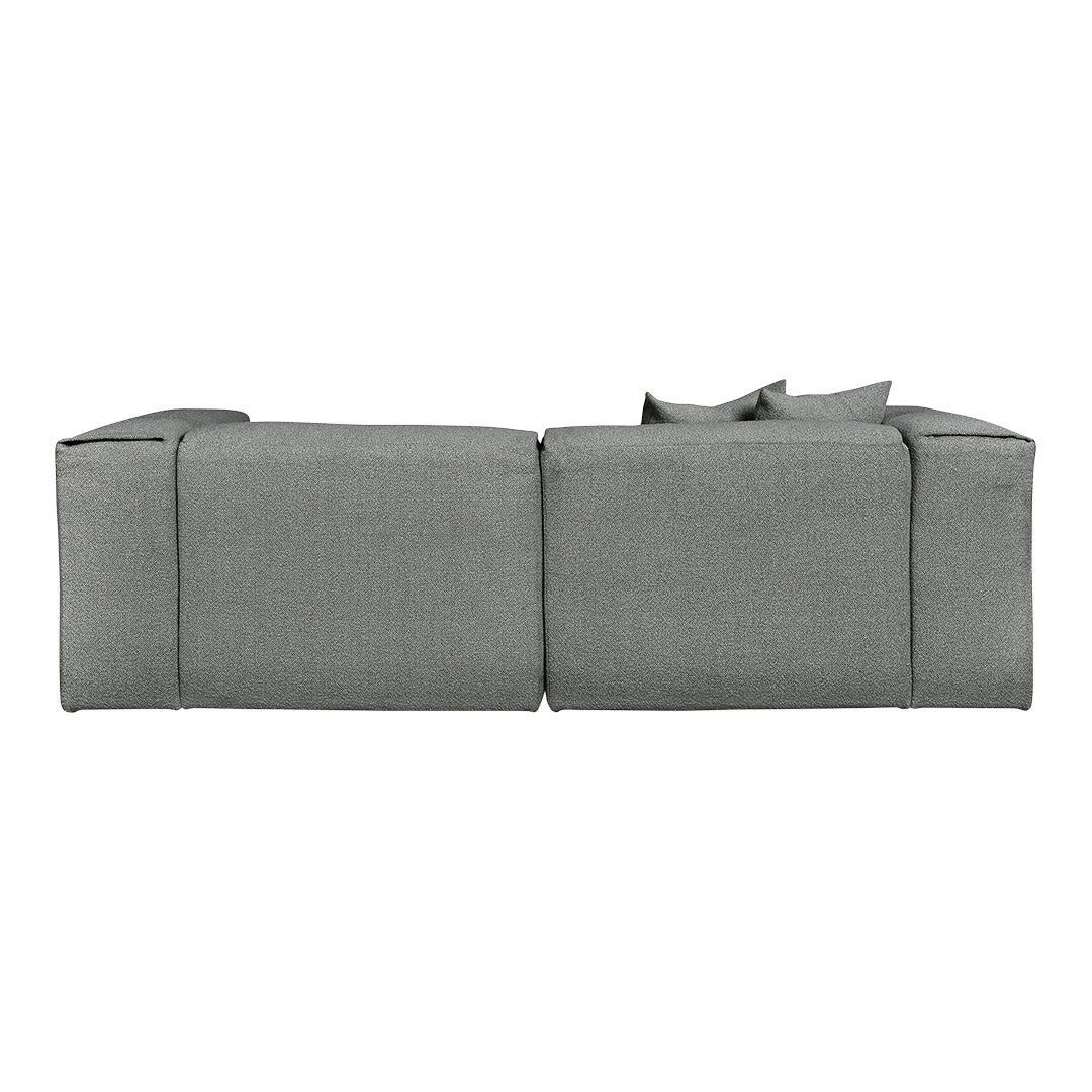 Gray textured sofa with solid color and minimalistic design, ideal for modern decor.