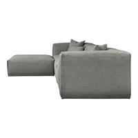 Gray textured sofa with clean lines and modern style, featuring plush cushions for added comfort.