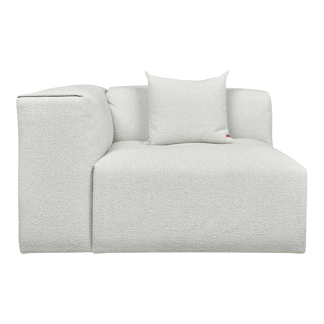 White textured sofa with subtle patterns, featuring a matching cushion for a cohesive look. Ideal for modern interiors.