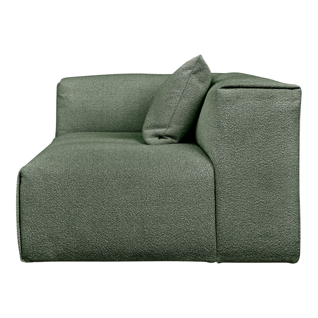 Stylish green sofa with a textured pattern and a matching pillow, perfect for modern living spaces.