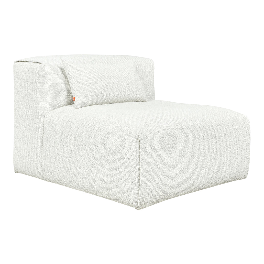 Cozy white textured chair with a soft, fluffy finish and a simple, modern design. Perfect for a chic living space.