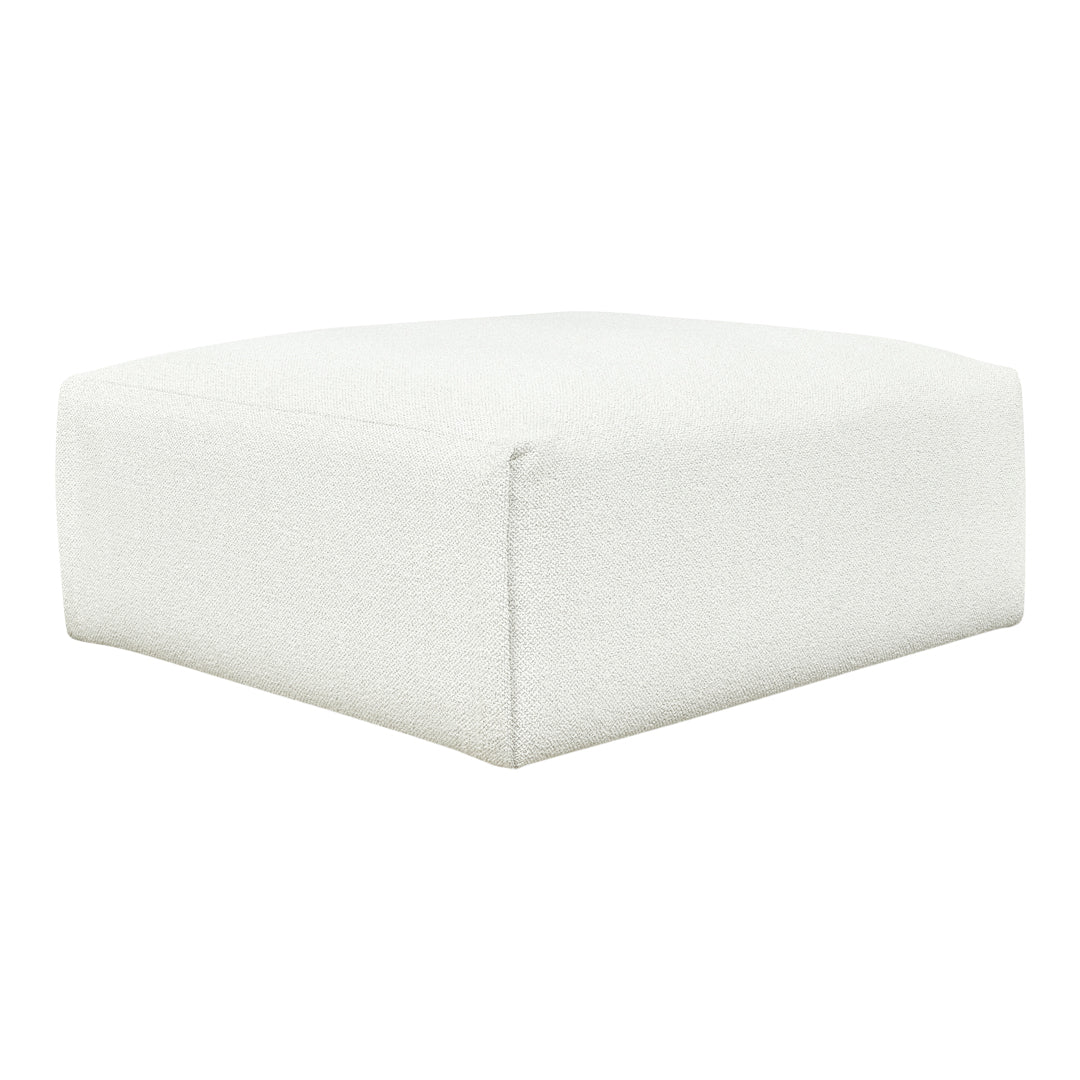 White textured pouf with a soft finish, perfect for modern decor. Ideal for living rooms or cozy spaces.