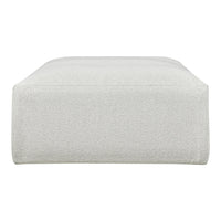 Light gray square ottoman with a subtle textured pattern, ideal for modern decor.