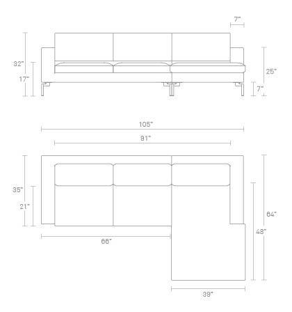 Modern sectional sofa with a sleek gray fabric and minimalist design, featuring clean lines and no visible patterns.