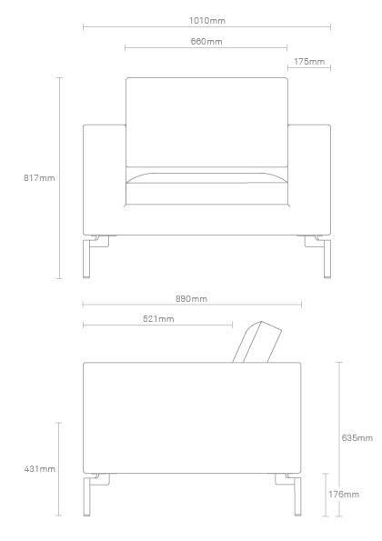 Sleek armchair design in soft gray with clean lines and a minimalist pattern, perfect for modern decor.