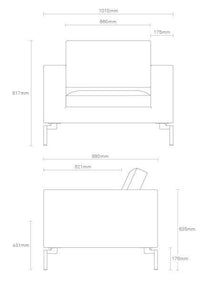 Sleek armchair design in soft gray with clean lines and a minimalist pattern, perfect for modern decor.