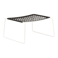 Black and white patterned stool with a modern geometric design and a minimalist white frame. Perfect for contemporary decor.