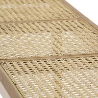 Natural woven rattan pattern in warm beige tones, showcasing intricate geometry and texture.