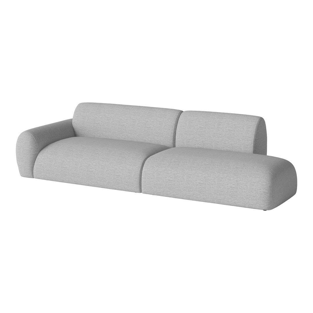 Light gray modern sofa with smooth, rounded shapes and subtle textured fabric. Perfect for contemporary interiors.