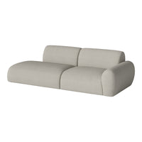 Minimalist beige sofa with smooth, rounded edges and a soft, textured fabric finish. Perfect for modern living spaces.