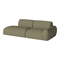 Olive green modular sofa with a textured fabric and modern, rounded silhouette. Perfect for contemporary living spaces.