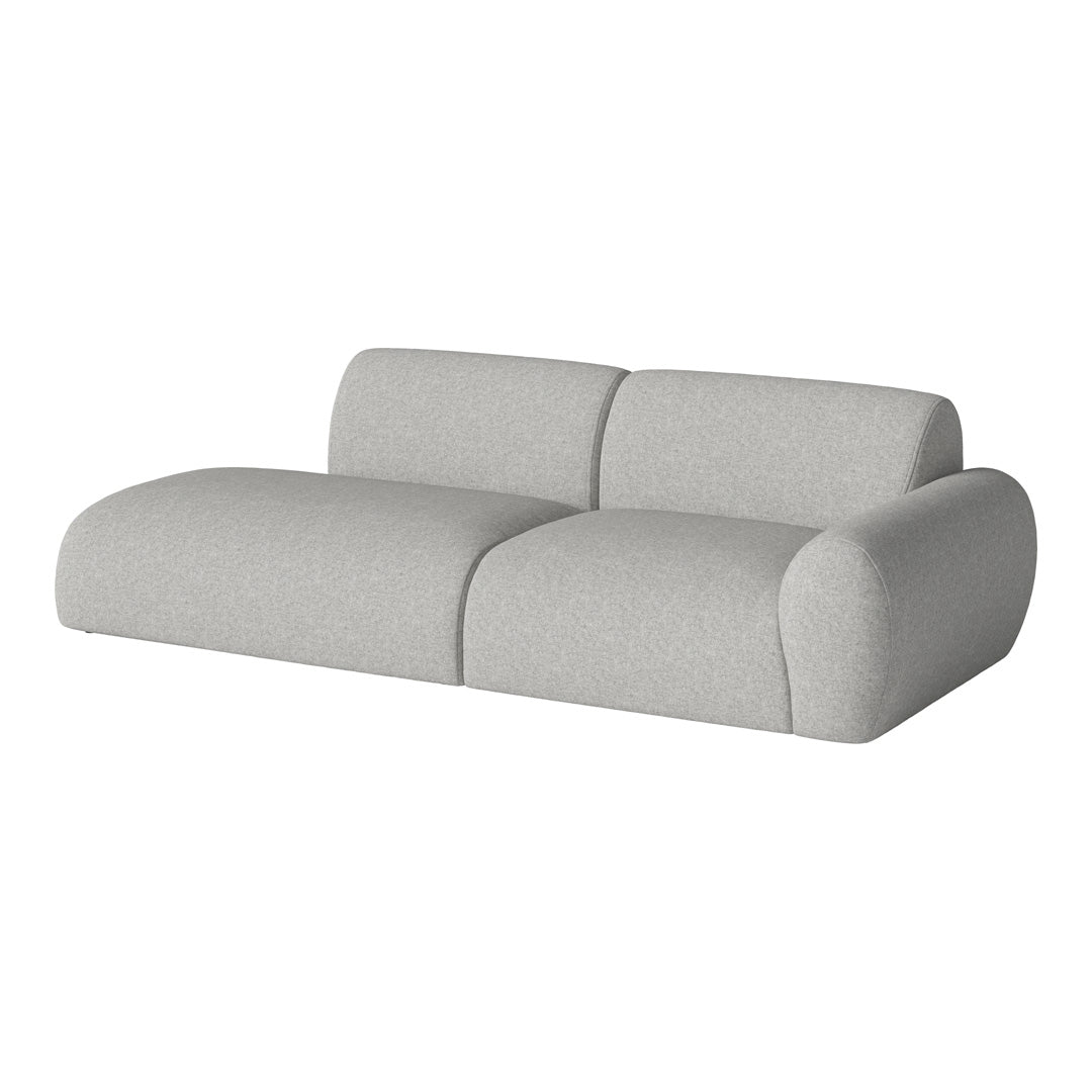 Light gray contemporary sofa with a minimalist design and soft, textured fabric, perfect for modern living spaces.