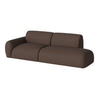 Stylish brown fabric sofa with a modern design and smooth, textured surface. Perfect for any contemporary living space.
