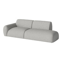 Light gray modern sofa with smooth, rounded edges and a contemporary design.