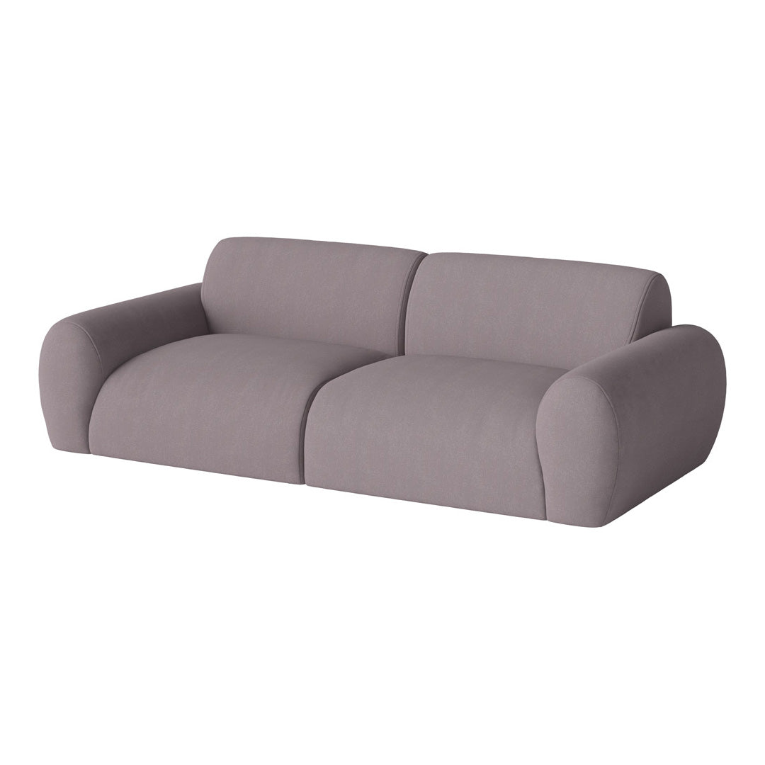 Modern gray sofa with smooth, rounded contours and a soft, minimalist design. Ideal for contemporary interiors.