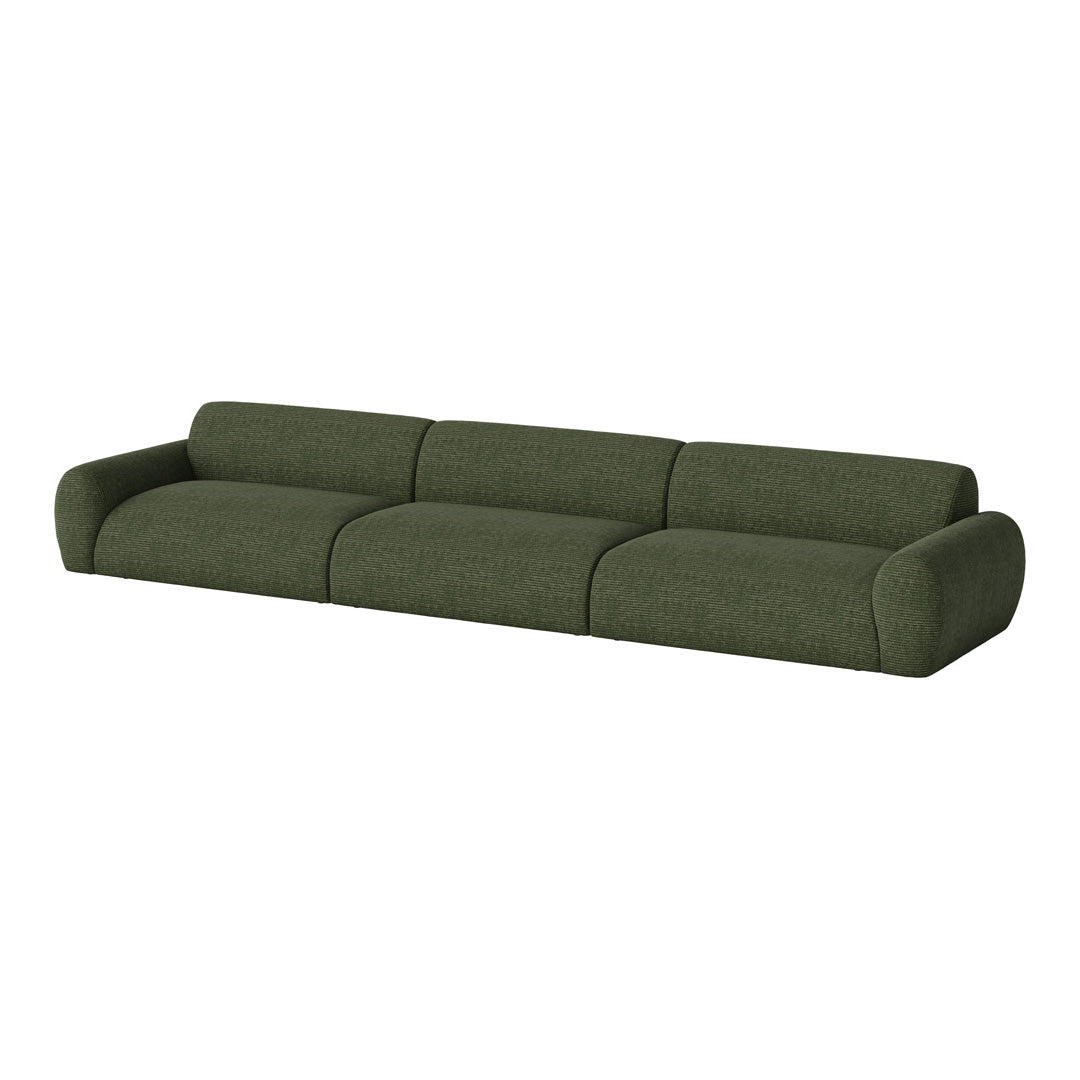 Modern green sofa with subtle textured pattern, perfect for adding style to any living space.