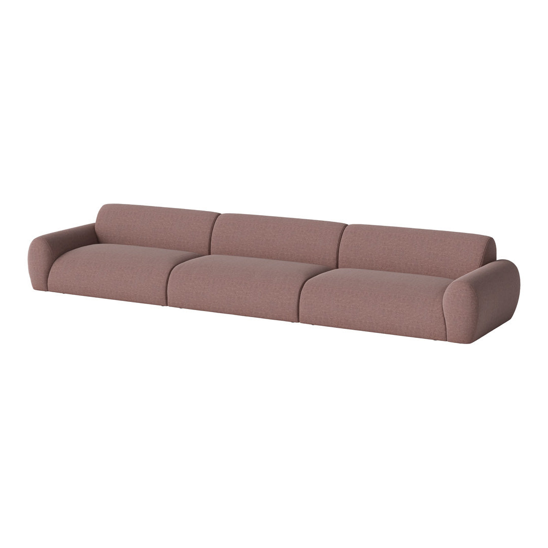 Textured blush pink sofa with smooth, rounded edges and a minimalist design, perfect for modern interiors.