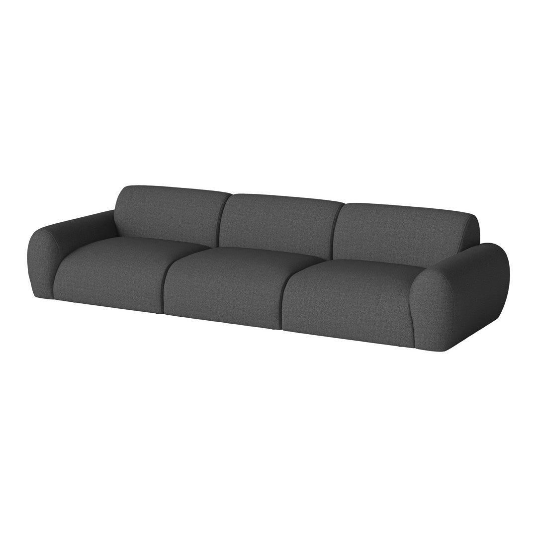 Gray fabric sofa with a modern, smooth design and subtle textured pattern. Perfect for contemporary living rooms.