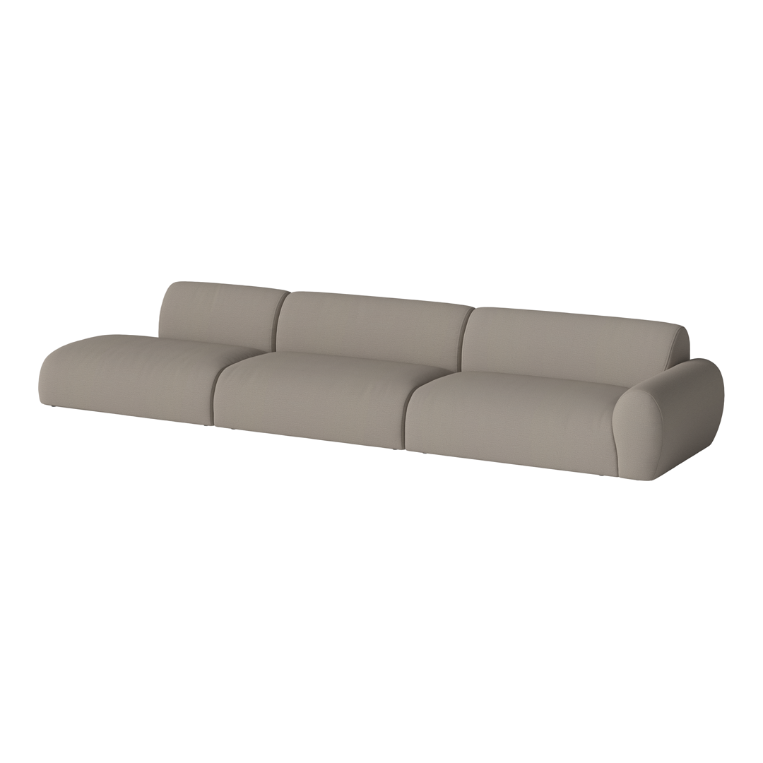 Beige modular sofa with smooth, seamless curves and a contemporary design, perfect for modern interiors.