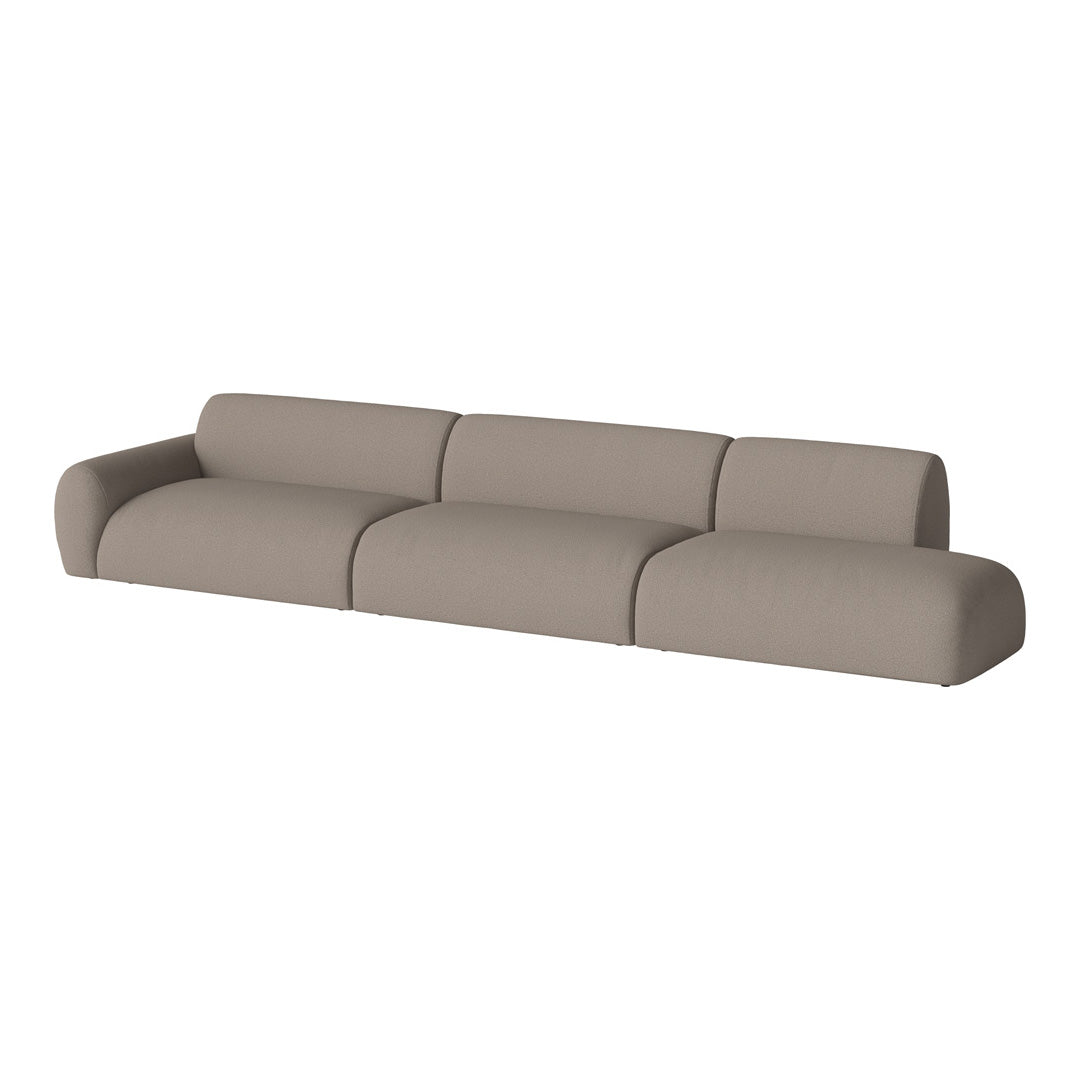 Stylish beige modular sofa with smooth, minimalist design, ideal for modern interior decor.