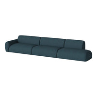 Teal modern sofa with a smooth, textured finish and contemporary shape, perfect for stylish living spaces.