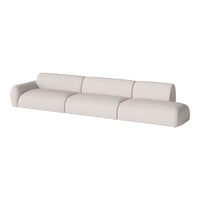 Modern white modular sofa with soft, smooth upholstery and rounded edges, perfect for minimalist interiors.