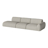 Modern light gray sofa with soft, smooth fabric and a sleek, minimalist design, perfect for contemporary interiors.