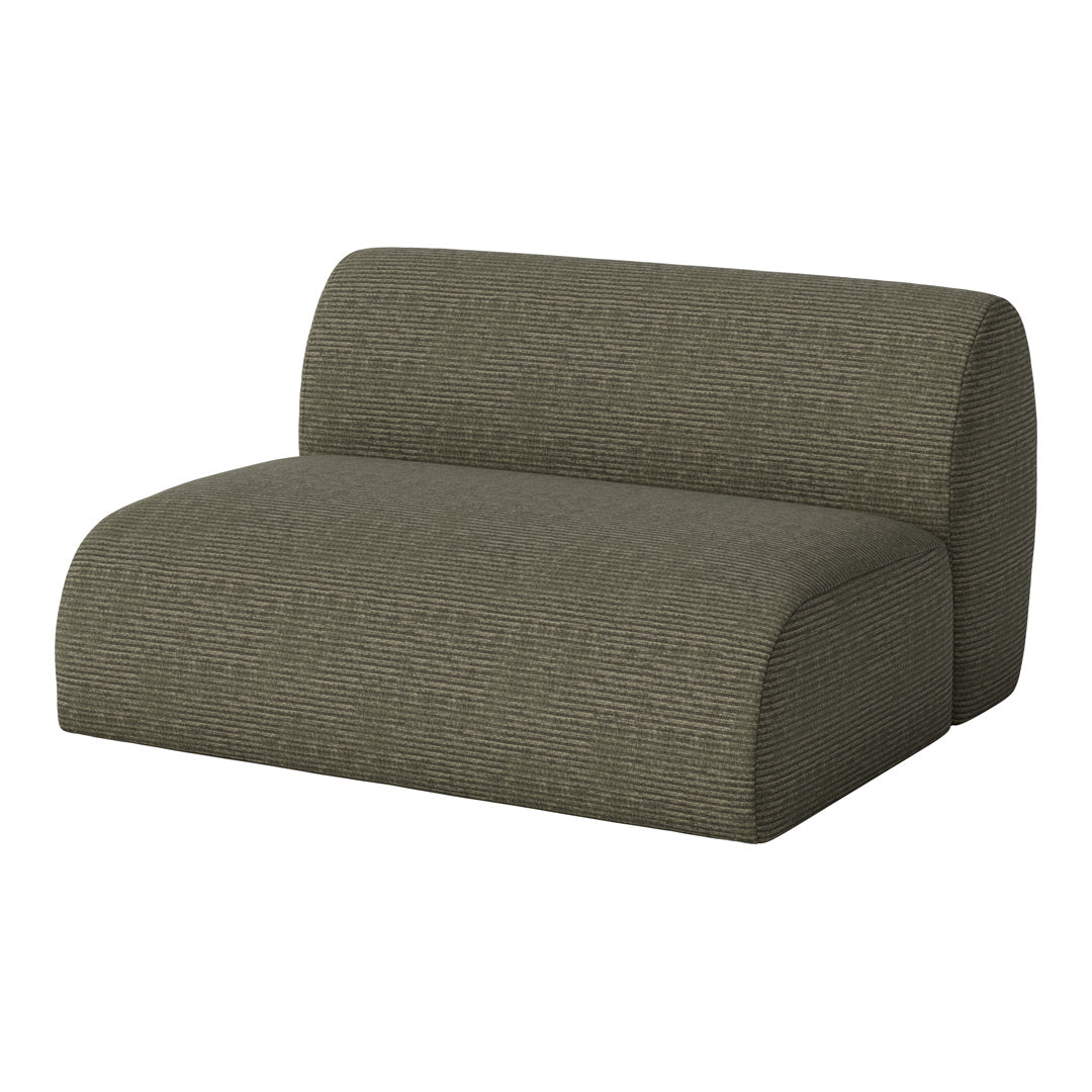 Olive green sofa with textured, ribbed pattern for a modern and cozy look. Ideal for contemporary living spaces.